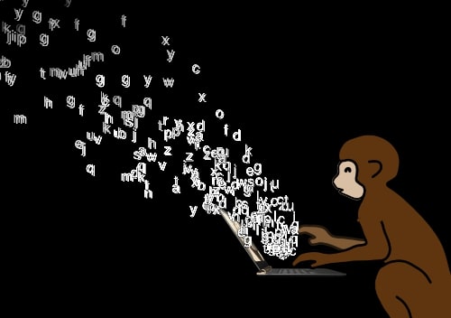 Infinite monkey typing the complete works of Shakespeare